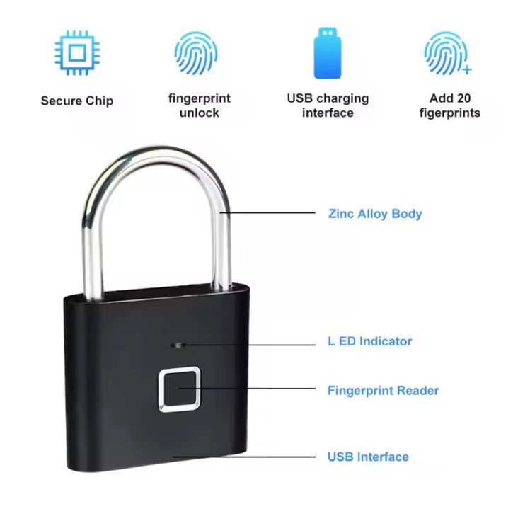 FingerSafe - (Fingeravtryckslås/Smart USB-laddning)