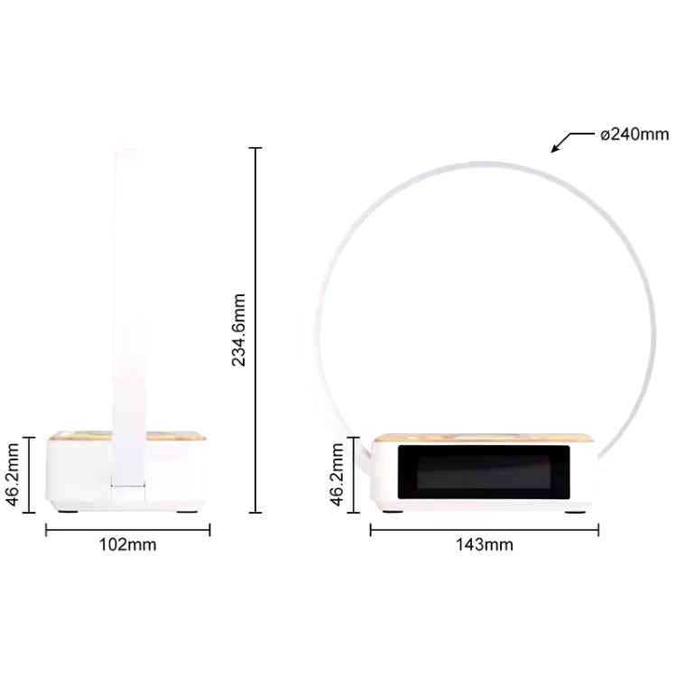 Modern LED-lampa med Trådlös Laddning och Klocka