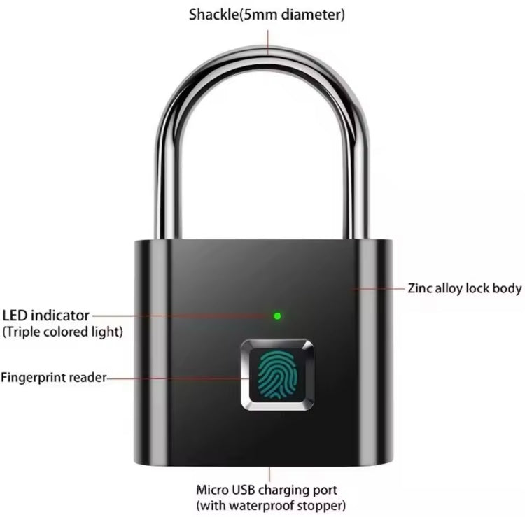 FingerSafe - (Fingeravtryckslås/Smart USB-laddning)